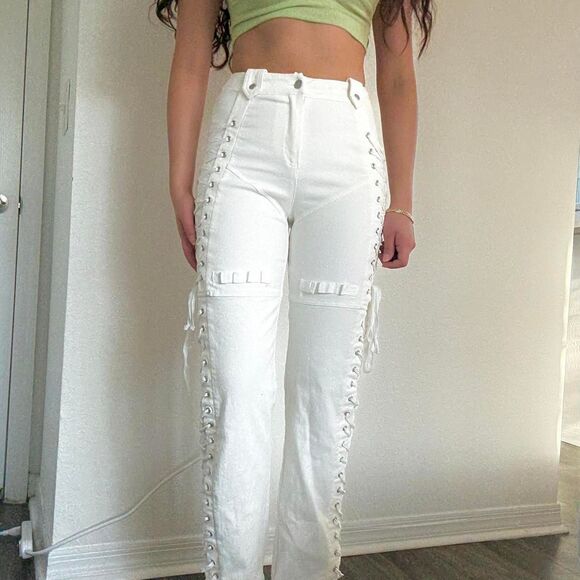 I.AM.GIA White Holly Lace-Up Pants - Picture 1 of 7